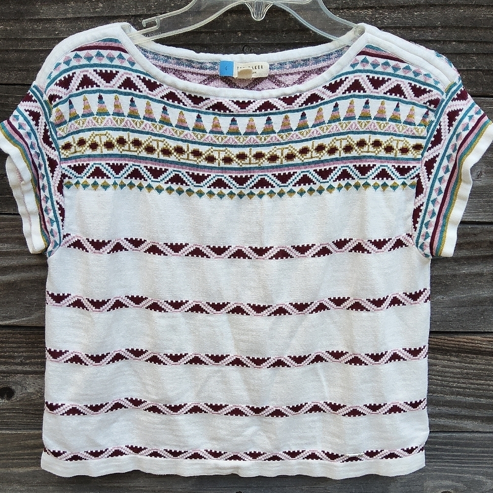 Ted Baker Multicolor Short Sleeve Sweater Size 4
